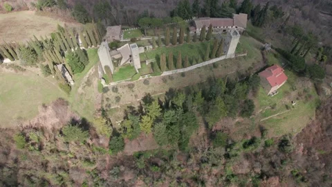 Rocket-4k-Aerial drone Castle of Romena Casentino Valley Tuscany view Stock Footage 172117733