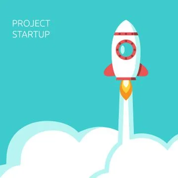 Rocket above clouds Stock Illustration