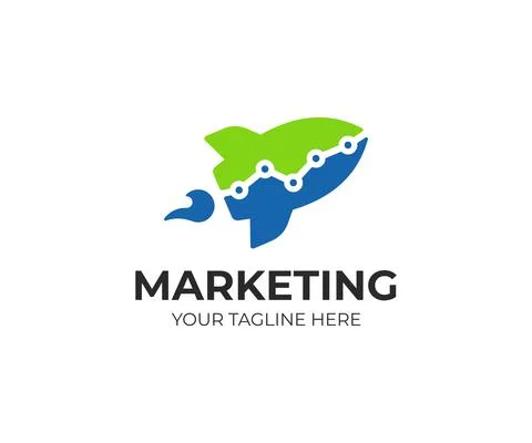 Rocket and analytics metrics logo design. Startup symbol and graph chart vector 스톡 일러스트