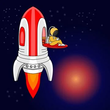 Rocket and Astronaut Ilustration vector Stock Illustration