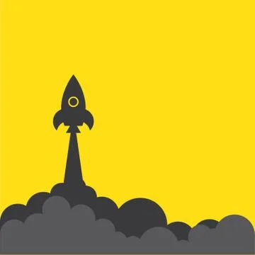 Rocket and cloud flat style isolated Illustrazione stock
