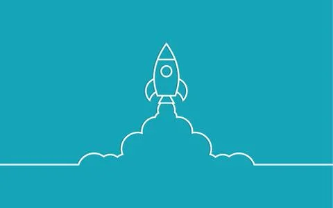 Rocket and cloud flat style isolated Stock Illustration