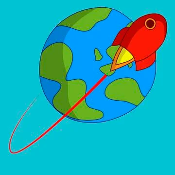 Rocket and earth Stock Illustration