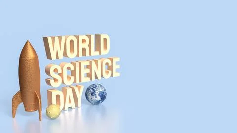The rocket and earth for world science day concept 3d rendering. イラスト素材