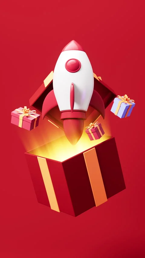 Rocket and gifts flying from a opening gift box. Happy new year. New Year t.. Stock Footage 327174186