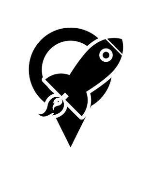 Rocket and gps map pointer icon Stock Illustration