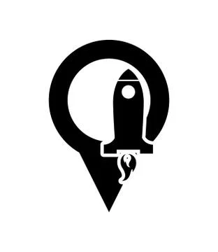 Rocket and gps map pointer icon Stock Illustration