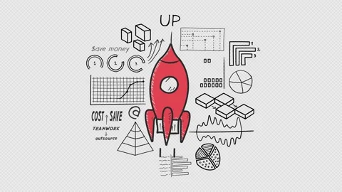 Rocket and hand-drawn Infographics animation Stock Footage 237691074
