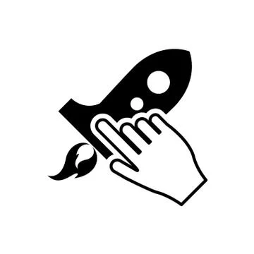 Rocket and hand pointer icon 스톡 일러스트