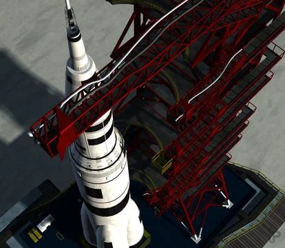 Rocket and Launch Platform 3D Model
