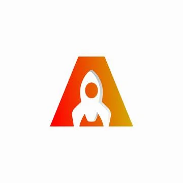 Rocket and Letter A Logo Template. Combined, Negative, Typography Style Desig Stock Illustration