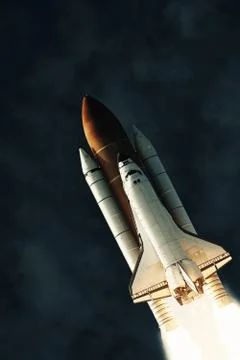 Rocket and light. The elements of this image furnished by NASA. Stock-Illustration