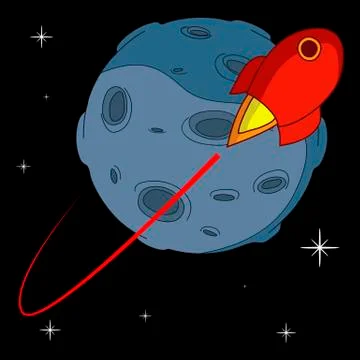 Rocket and moon CS6 Stock Illustration