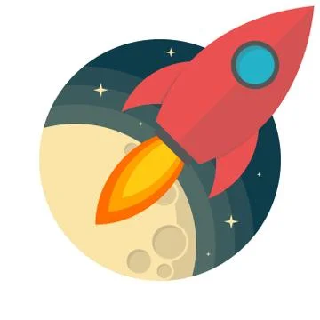 Rocket and the moon Stock Illustration