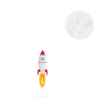 Rocket and Moon Illustration Stock Illustration