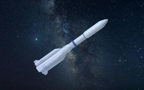 Rocket and nebula, 3d rendering. Stock Illustration