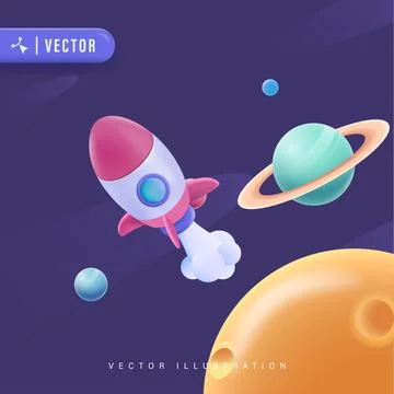 Rocket and Planets Stock Illustration