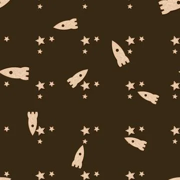 Rocket and star cracker-shaped cookies. Biscuit cookie cracker seamless patte Illustrazione stock