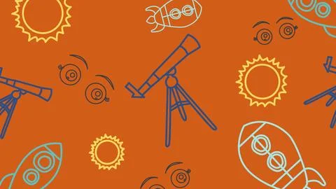 Rocket and telescope cosmic background Stock Illustration