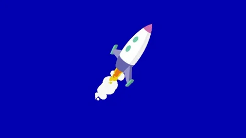 Rocket animation on blue screen 库存影片 331500882
