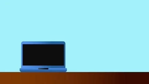 Rocket animation flying up from a laptop screen Stock Footage 136870491