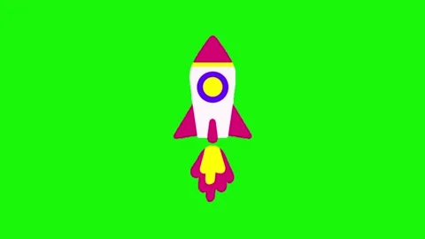 Rocket animation on green screen Видео 334772761