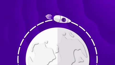 Rocket Animation Orbiting the Moon in Space Stock Footage 302255141