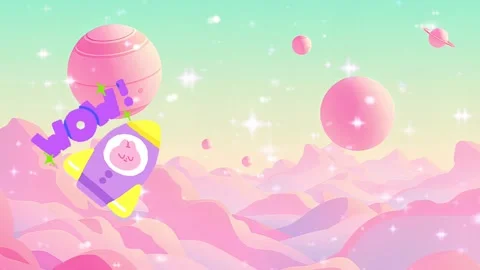 Rocket Animation with Pink Planets Video stock 301944933