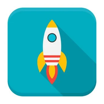 Rocket app icon with long shadow Stock Illustration
