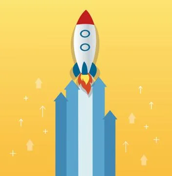 The rocket on arrow icon, start up concept illustration Stock Illustration