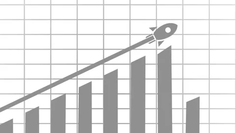 Rocket Ascending on Bar Graph Animation, A stylized illustration of a rocke.. Stock Footage 304248735