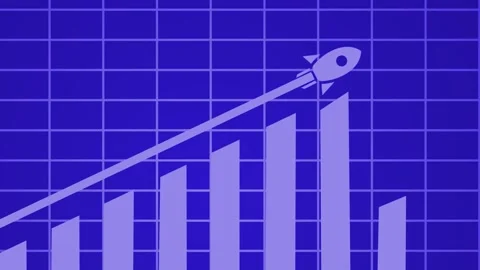 Rocket Ascending on Bar Graph Animation, A stylized illustration of a rocke.. Stock Footage 304248742