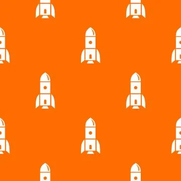 Rocket astronomy pattern vector orange Stock Illustration