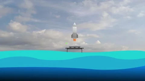 Rocket back to sea landing point for reuse, Rocket use advance technology Stock Footage 295587756