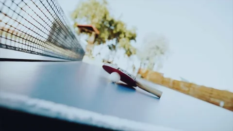 A rocket with a ball on a tennis table Stock Footage