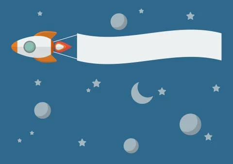 Rocket with banner Stock Illustration