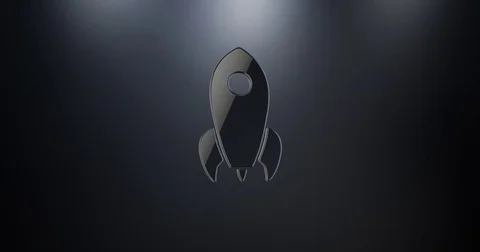 Rocket Black 3d Icon Stock Footage 69982370
