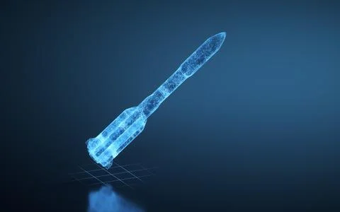 Rocket with blue background, 3d rendering. Stock Illustration