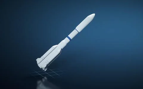 Rocket with blue background, 3d rendering. Stock Illustration