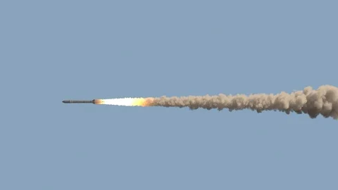 Rocket on blue background Stock Footage 87687457