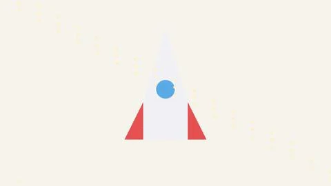 Rocket with blue sphere ascending on gradient background Stock Illustration