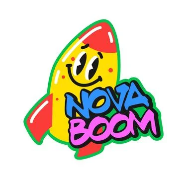 Rocket bomb and explosion retro Y2K sticker イラスト素材