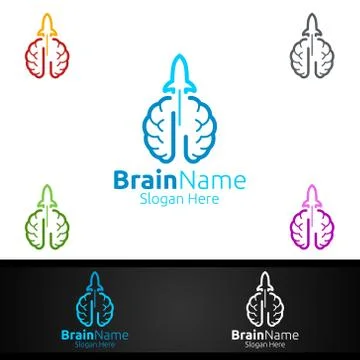 Rocket Brain Logo with Think Idea Concept Design Stock Illustration