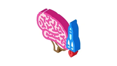 Rocket brainstorm isometric icon animation Stock Footage 327283338