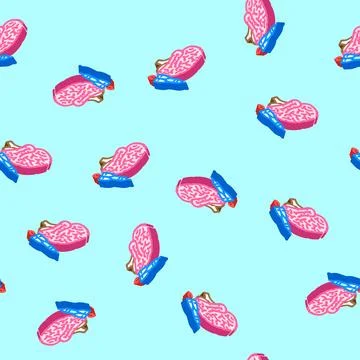 Rocket brainstorm isometric icon seamless pattern 스톡 일러스트