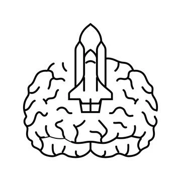 Rocket brainstorm line icon vector illustration Illustrazione stock