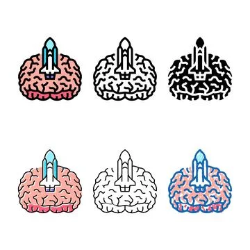 Rocket brainstorm mix color icon vector Stock Illustration