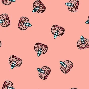 Rocket brainstorm vector seamless pattern Stock Illustration
