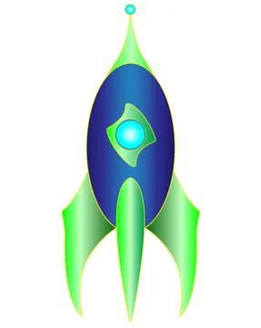 Rocket - bright blue-green - vector full color illustration. Spaceship Stock Illustration
