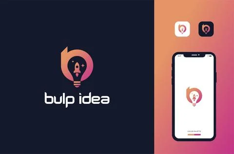 Rocket bulb logo mark premium vector Stock Illustration